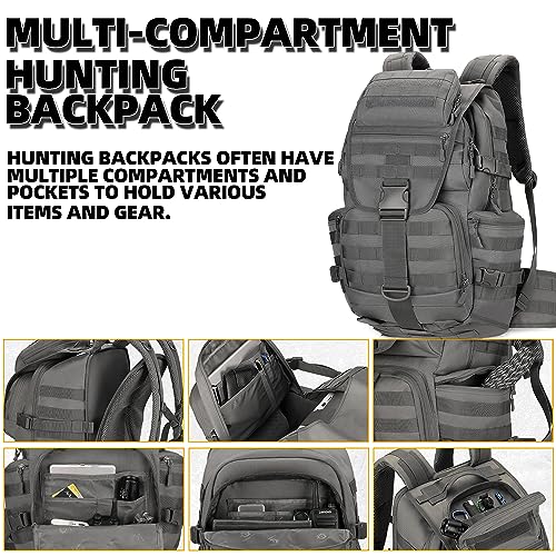 50L Military Tactical Backpack Hiking Waterproof Backpack Large Military Pack 3 Day Assault Pack Molle Bag Rucksack - color: Grey