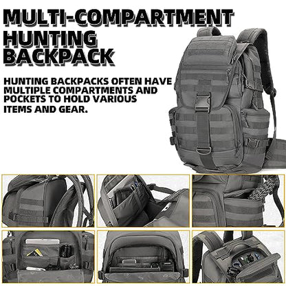 50L Military Tactical Backpack Hiking Waterproof Backpack Large Military Pack 3 Day Assault Pack Molle Bag Rucksack - color: Grey