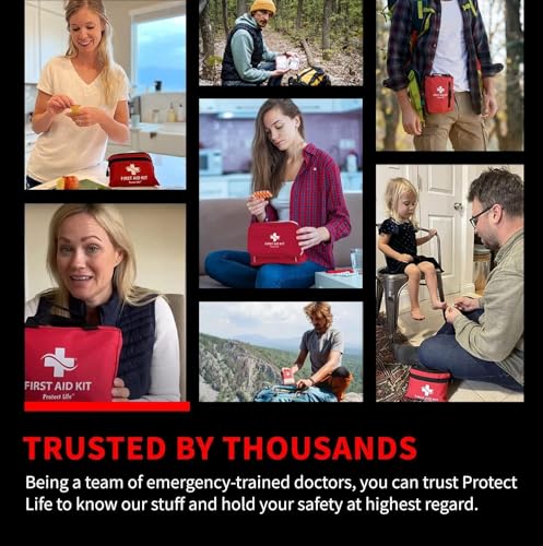 Protect Life Survival First Aid Kit for Home/Business, Camping Survival Kits | Mini Travel First Aid Kit | Camping Equipment | Small Kits for Car | Outdoor Emergency Survivals Pack - 160pcs - size: 160 Pieces Kit