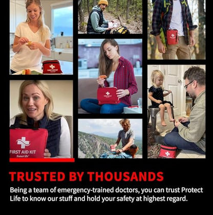Protect Life Survival First Aid Kit for Home/Business, Camping Survival Kits | Mini Travel First Aid Kit | Camping Equipment | Small Kits for Car | Outdoor Emergency Survivals Pack - 160pcs - size: 160 Pieces Kit