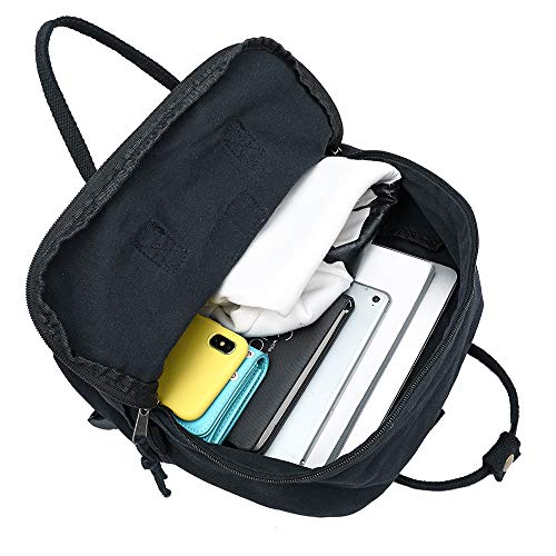 LuckyZ Small Cloth Backpacks Womens Casual Style Lightweight Canvas Backpack Book Bag Travel Daypack Handbag Purse, Black - color: Black