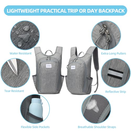 10L Foldable Lightweight Backpack – Packable Travel Daypack for Hiking, Cycling & Everyday Use – Water-Resistant Travel Bag with Multi-Pocket Design for Women & Men(Gray) - color: Gray