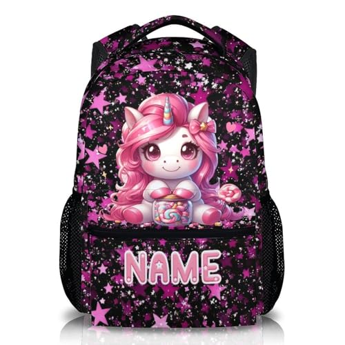 Kids Backpacks Custom Unicorn Bookbag Custom Cute Animal Backpack for Children 6-8, 17 Inch Leisure Schoolbag Gift for Travel School Vacation - color: Pink