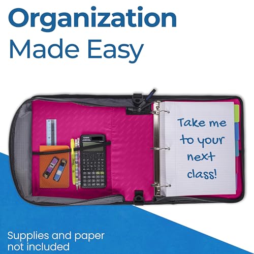Case-it School Zipper Binder | 2-Inch O-Rings | 350-Sheet | LT-007 Magenta - color: Lt-007-mgt - Magenta, size: 1 Pack