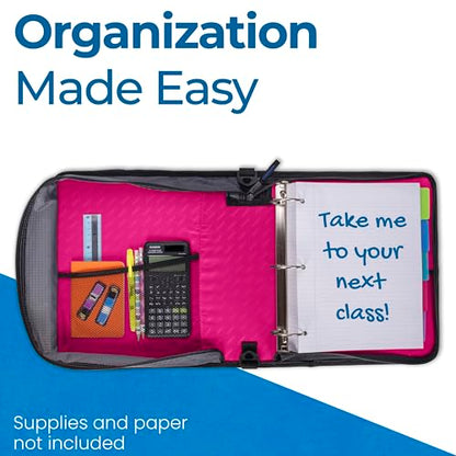 Case-it School Zipper Binder | 2-Inch O-Rings | 350-Sheet | LT-007 Magenta - color: Lt-007-mgt - Magenta, size: 1 Pack