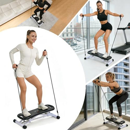 Rock Stepper Side To Side Balance Boards For Adults Includes Lcd Display & Resistance Bands A Low-impact, Compact Stepper Ideal For Targeting The Legs, Glutes, And Abs - color: Black + White