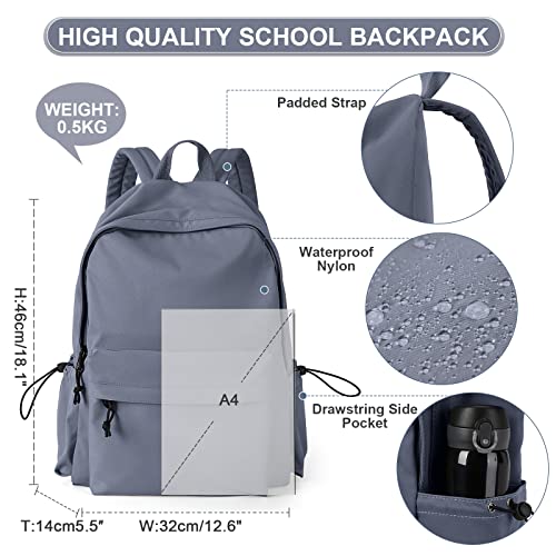 School Backpack for Girls Water Resistant High School Book Bag Simple Backpack for Teens Boys Girls, Lightweight Simple Middle School Back Pack Daypack - color: Blue-purple