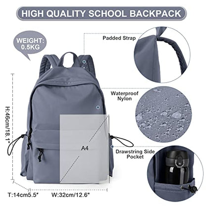 School Backpack for Girls Water Resistant High School Book Bag Simple Backpack for Teens Boys Girls, Lightweight Simple Middle School Back Pack Daypack - color: Blue-purple