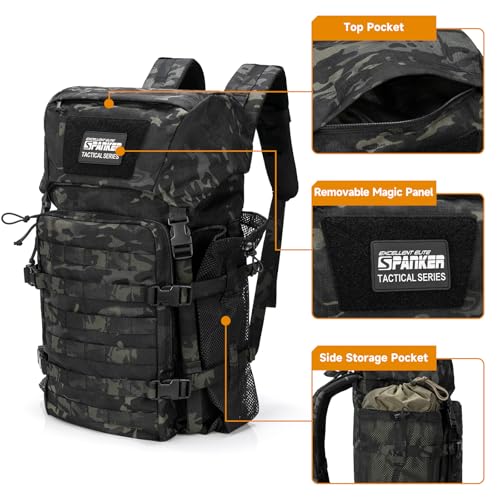 EXCELLENT ELITE SPANKER 40L Camping Hiking Backpack for Men and Women Tactical Military Backpack Large Rucksack for Outdoor Activities Travel Backpacking(MCB) - color: Multicam Black