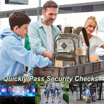 Heavy Duty Clear Backpack for Girls Boys Transparent School Bookbag Kids Durable PVC See Through Backpack - Coffice - color: Coffice