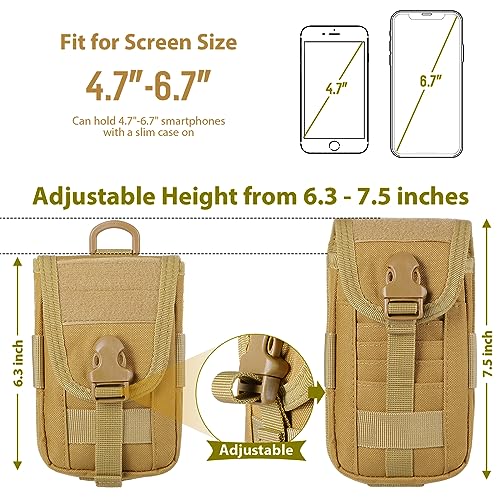 SOWHUP Tactical Molle Pouch Cell Phone Pouch Holster Small Utility EDC Pouch Gadget Organizer Bag - color: Tan2