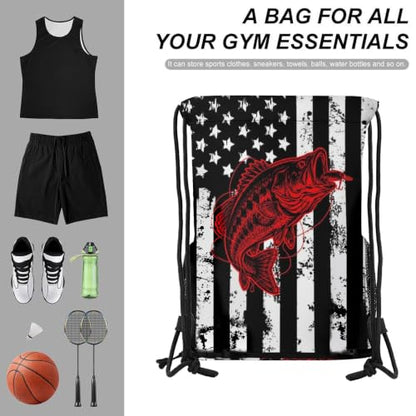 Fish Flag Drawstring Backpack Gym Bag With Shoe Compartment String Bag Sport Beach Swimming Sackpack For Women Men - color: Fish Flag