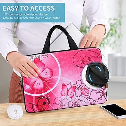 icolor 14 15 15.4 15.6 inch Laptop Handle bag Computer Protect Case Pouch Holder Notebook Sleeve Neoprene Cover Soft Carring Travel Case for Dell Lenovo Toshiba HP Chromebook ASUS Acer Pink ICB-10 - color: Pink Butterfly