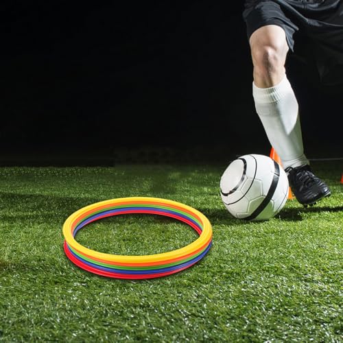 Kisangel 10pcs Speed and Agility Training Rings Plastic Exercise Hoops for Soccer Agility Drills Football Footwork Practice Outdoor Training Equipment
