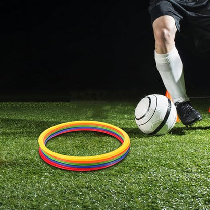 Kisangel 10pcs Speed and Agility Training Rings Plastic Exercise Hoops for Soccer Agility Drills Football Footwork Practice Outdoor Training Equipment