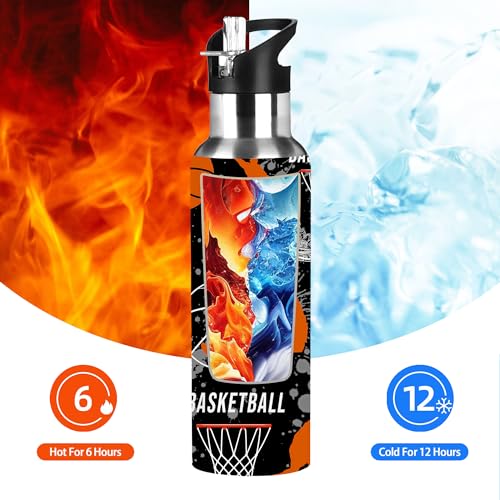 Basketball Backpack and Travel Mug Sport Water Bottle For Boys Girls & Basketball Lover