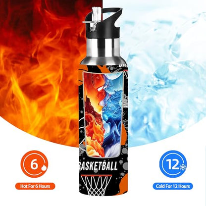Basketball Backpack and Travel Mug Sport Water Bottle For Boys Girls & Basketball Lover
