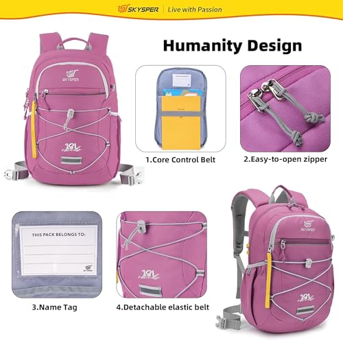 SKYSPER Kids Backpack 18L Children School Bag Child Boy Girl Pack Ages 4-8 for Traveling Day Trips Classes(Purple) - color: Purple, size: Medium