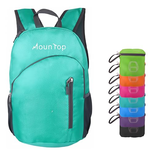 MounTop Outdoor Lightweight Foldable Water Resistant Backpack for Travel Hiking Riding - color: Teal