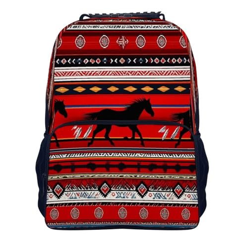 Supdreamc Daypack Backpack Polyester Multipurpose Anti-Theft Southwest Native American Ethnic Horse Dreamcatcher Art Red Shoulder Bag Big Capacity Gym Outdoor Hiking Backpack With Smooth Zippers - color: Pattern 430