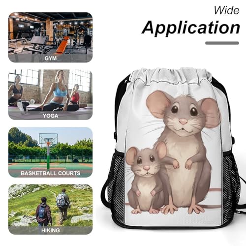Drawstring Gym Backpack with Shoe Compartment And Wet Pocket, 28L Lightweight Waterproof Rats Sports Backpack for Workout Swim Beach Travel String Bag for Men Women