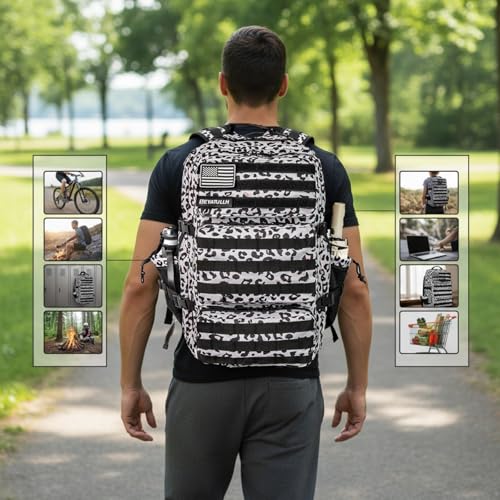 Military Tactical Backpack 55L for Men & Women Bug Out Bag Assault pack Molle Daypack Hiking Trekking Rucksack (Leopard print color) - color: Leopard Print Color
