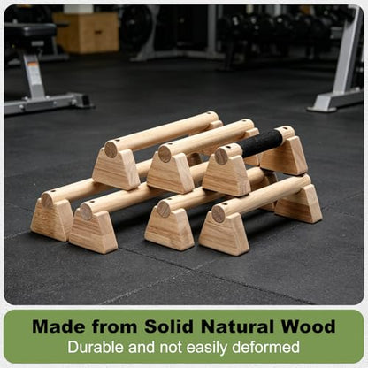 PATIKIL Push Up Bars, Wooden Parallettes Bars, Wooden Push Up Handle with Non-Slip Base and Grip for Strength Training Planks - size: 30cm