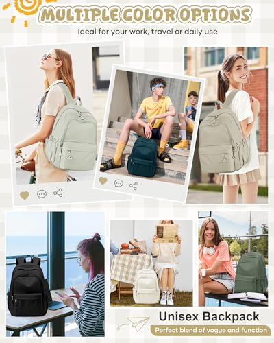 winspansy Backpack for School Teenage Girls Boys,Waterproof Lightweight School Bags Travel Daypack Simple Cute College Backpack Rucksack for Women Men fit 14 Inch Laptop,Beige - color: A1-beige