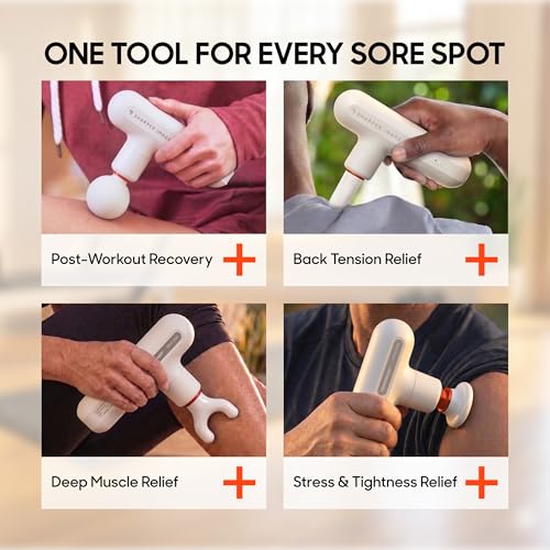 Sharper Image Powerboost Move Aero Massage Gun – Deep Tissue Percussion Massager for Muscle Recovery & Pain Relief, Portable Mini Handheld Massager for Back, Neck & Shoulders, Quiet Travel Design - color: Platinum
