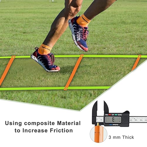 20ft Adjustable Agility Speed Ladder Training Ladder with Carry Bag - Soccer, Speed, Football Fitness Feet Training - Agility Training Equipment for Footwork Drills - color: Orange