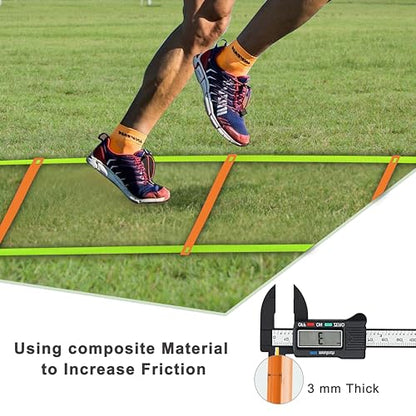 20ft Adjustable Agility Speed Ladder Training Ladder with Carry Bag - Soccer, Speed, Football Fitness Feet Training - Agility Training Equipment for Footwork Drills - color: Orange
