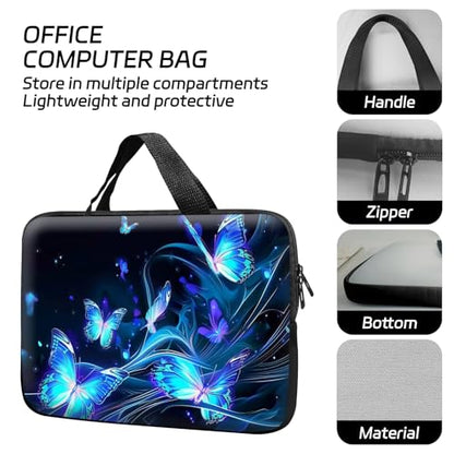 14 15 15.4 15.6 inch Laptop Handle Bag Computer Bag, Pouch Holder Notebook Sleeve Cover Soft Case Compatible for Dell,Lenovo,Toshiba HP, Asus Notebook-Glowing Blue Butterfly - color: Glowing Blue Butterfly