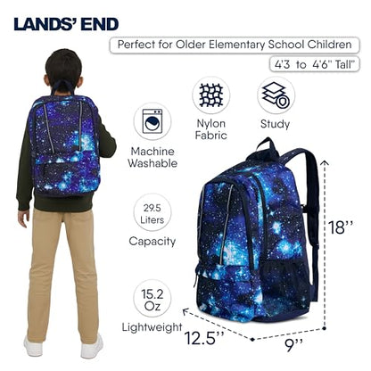 Lands' End Unisex Kids Large ClassMate Lightweight Durable Elementary School Backpack, Pro Star Navy - color: Pro Star Navy