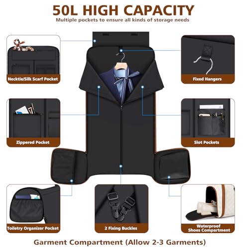 Convertible Garment Bags for Travel - Carry on Garment Duffle Bag with Backpack Straps for Men Women, 4 in 1 Large Travel Duffel Bags with Shoes Compartment Hanging Suit Dress Weekender Bag - color: A-Off White