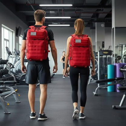 45L Military Tactical Backpack for Men & Women Bug Out Bag Assault pack Molle Daypack Hiking Trekking Rucksack(Red) - color: Red