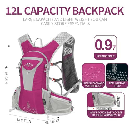IX INOXTO Hydration Pack Backpack, Lightweight Water Backpack with 2L Hydration Bladder Daypack for Men Women,Running Hydration Vest for Trail Running Hiking Cycling Race Climbing - color: Pink