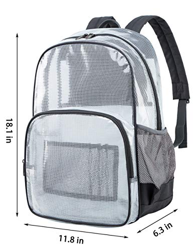 mygreen Basic Clear Backpack, Thick Odor Cold Resistant PVC Transparent Bookbag, 17 Inch Multi-Pocket Clear Bag for School Stadium Concert Work Travel (Gray, Large) - color: Gray