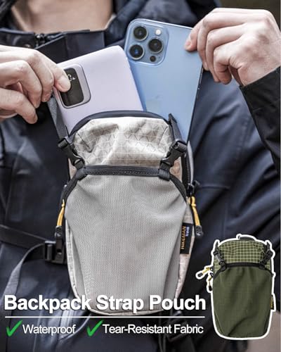 Backpack Shoulder Strap Pouch - Waterproof Strap Pack Phone Pouch, Backpack Strap Pocket Attachment Bag, Small Crossbody Bag Waist Pack for Sports Hiking Camping - color: Green