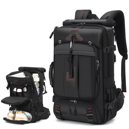 Outdoor Travel Backpack,Carry On Backpack Durable Convertible Duffle Bag,for Work&Travel，35L Capacity(Black,Medium Size) - size: Medium
