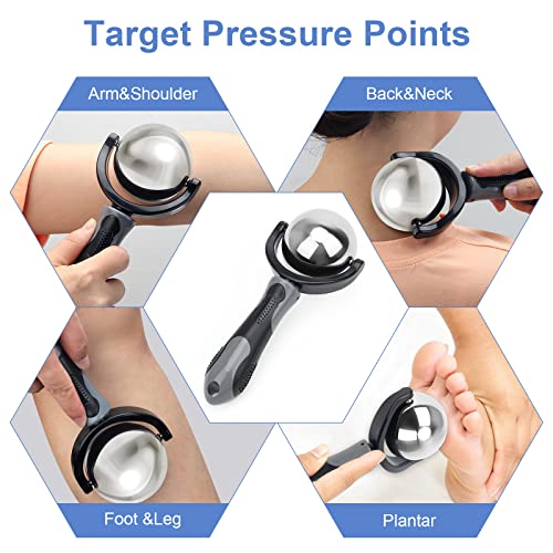 Catcan Cold Massage Roller Ball, Cold Therapy Relief, Portable Fitness Ice Roller Ball with Handle, Great Tool for Back/Neck Pain, Muscles Recovery and Inflammation - color: Black