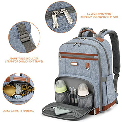 Diaper Bag Backpack, Large Baby Nappy Bags with Portable Changing Pad for Boys and GirlsMultifunction Travel Baby Bag for Moms Dads, Shower Gifts Waterproof and Stylish，Light Blue - color: Light Blue