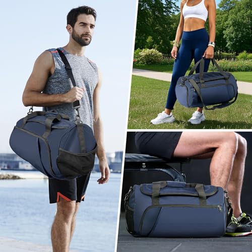 Gym Bag for Men Women With Shoe Compartment & Wet PocketWater Resistant Sports Gym Bag 、shoulder bag、messenger bag Carry On Duffel Bag forWeekend Overnight Traveling (blue) - color: blue