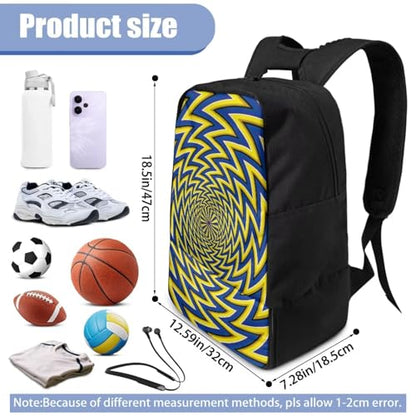 18.5in Basketball Backpack Basketball Bag with Shoe Compartment & Ball Holder, Waterproof Bag for Soccer Volleyball - color: Vertigo 3d Yellow Stripe Print