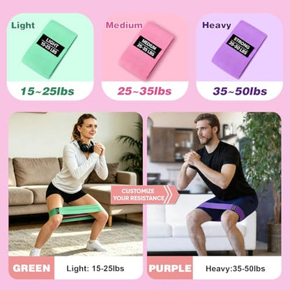OKbulter Resistance Bands for Working Out, 3 Levels Exercise Bands Set for Legs, Hips, Strength Training, Pilates, Yoga and Rehab for Women & Men