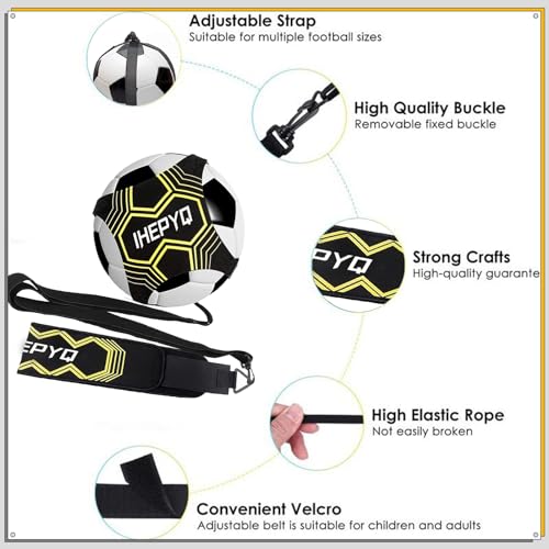 IHEPYQ Soccer Agility Training Equipment Set, 12 Rung 20Ft Agility Ladder, 12 Disc Cones, 4 Steel Stakes, Solo Soccer Trainer, Jump Rope - Speed Training Equipment for Soccer Football Basketball - color: Yellow