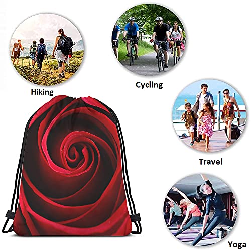Red Rose Drawstring Bags Backpack Bag Floral Blossom Aroma Romantic Beautiful Elegant Natural Plant Pattern Sport Gym Sack Drawstring Bag String Bag Yoga Bag for Men Women - color: Multi-a31