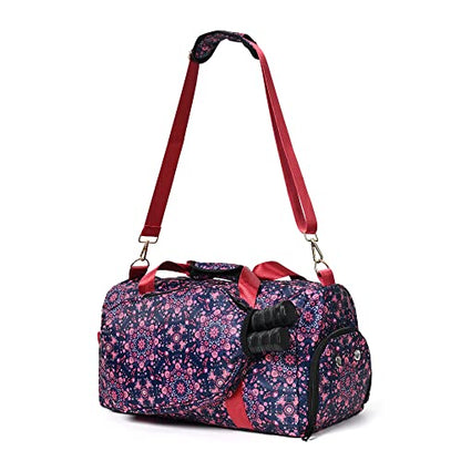 Boulder Bee Pickleball Tote Bag for Women with Paddle Holder - color: Pink & Navy-Duffel Bag