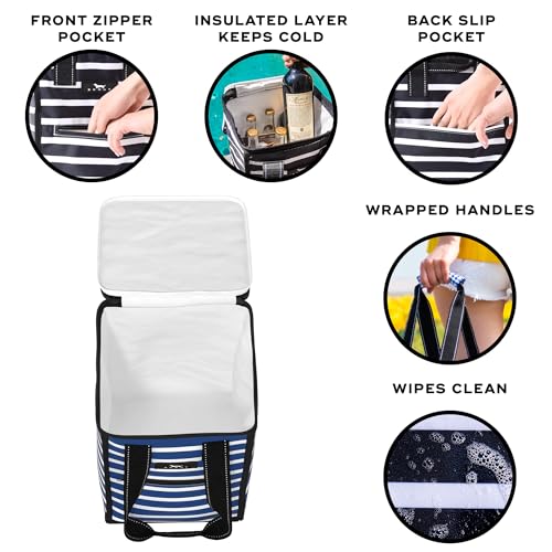 SCOUT Pleasure Chest - Soft, Lightweight, Insulated Cooler, Fits 5 Wine Bottles, Cooler for Beach, Pool, Boat, and Picnics - color: Nantucket Navy