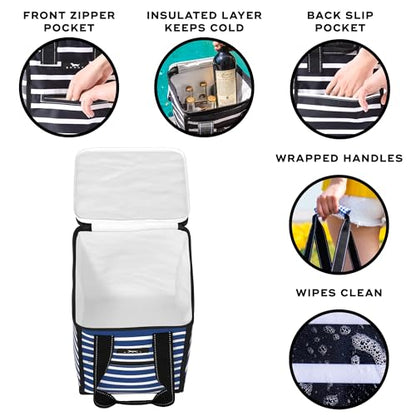 SCOUT Pleasure Chest - Soft, Lightweight, Insulated Cooler, Fits 5 Wine Bottles, Cooler for Beach, Pool, Boat, and Picnics - color: Nantucket Navy