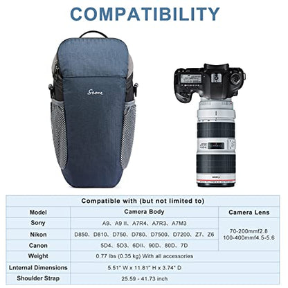 S-ZONE Camera Bag DSLR/SLR Waterproof Camera Case for Photographers Holster Compatible with Nikon Canon Sony | Strong Buckle,Rain Cover,Compatible with Nikon Canon Sony - color: Dark Blue